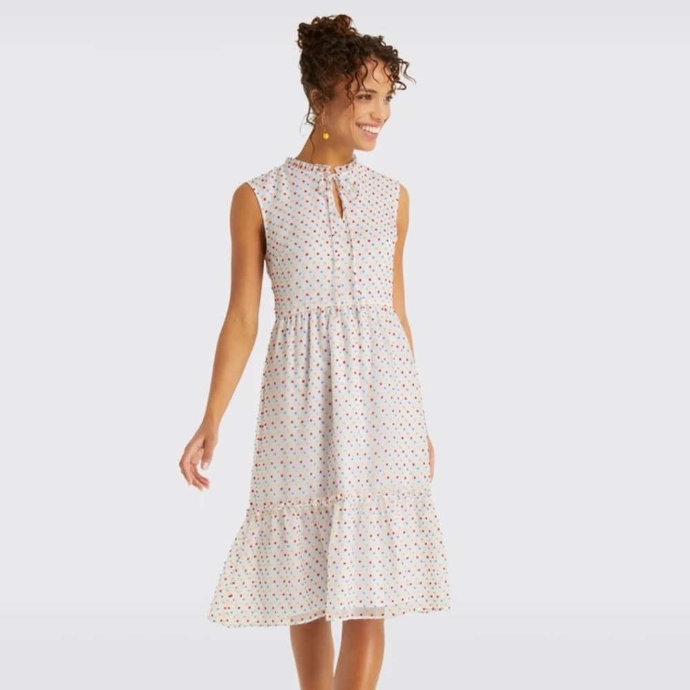 Draper James rainbow Swiss dot tiered dress sz 12